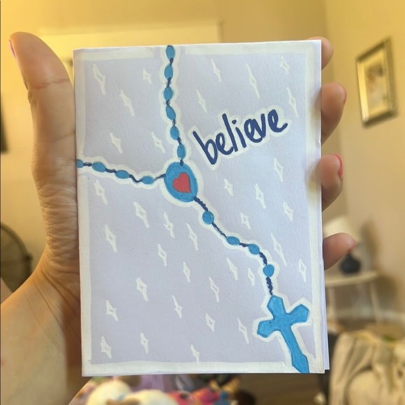 Other - Handcrafted Believe Card with Blue and White Design